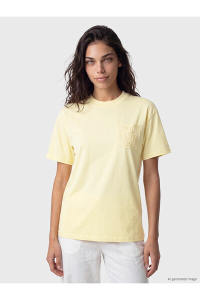 LC Waikiki Ozmarka New Season Lace Embroidered 100% Cotton Women's T-Shirt