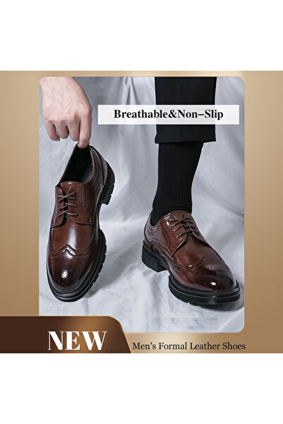 SAUDI STEPS Trend British Retro Brogue Dress Shoes For Men Comfort Leather No...