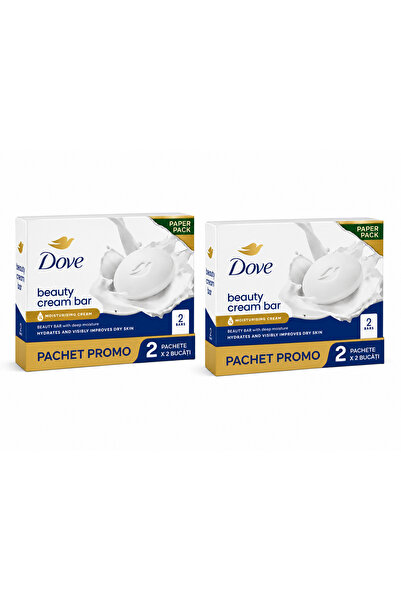 Dove Beauty Cream Bar, Pachet Promo 2 x (2 x 100 g), 4 Săpunuri Solide, Total...