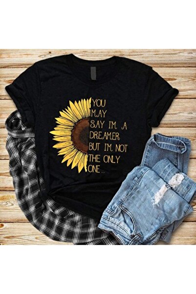 TİMİSİVA Unisex Oversized Printed Crew Neck Short Sleeve Black T-Shirt