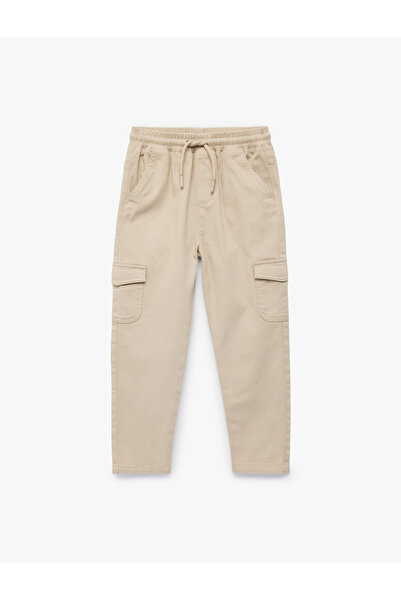 Koton Cotton Lace-Up Waist Cargo Pocket Gabardine Trousers