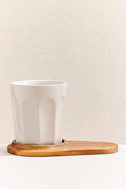 Paşabahçe Barista Ceramic Mug with Saucer, Cream, Stylish Design
