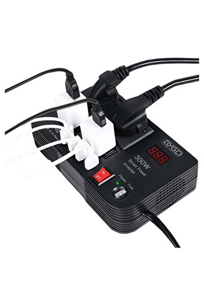 ELTRAZONE محول طاقة للسيارة بقوة 300 واط مع 4 منافذ USB، شاحن سيارة، محول من ...