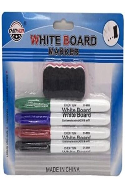 Generic 4 Colors Slim Round Tip Whiteboard Marker Set with Squeegee – Whitebo...