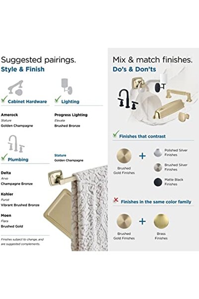 Yıldızan Amerock | Towel Ring |   7-9/16 Inches (192 mm) |   Golden Champagne...