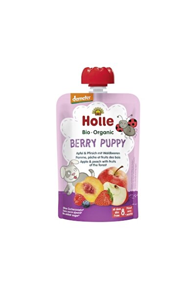 Holle Piure de mere și piersici cu fructe de pădure, Berry Puppy, 100 g