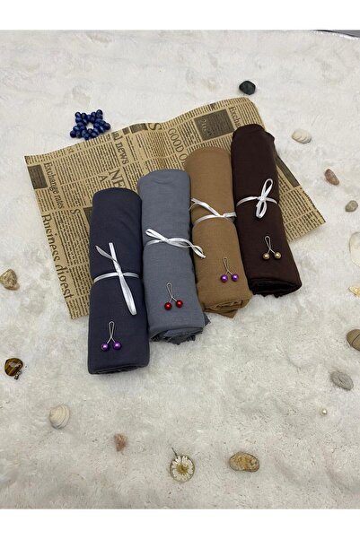 ALTIN DİKİŞ Combed Cotton Shawl Set of 4 Soft Textured Jersey Combed Cotton S...