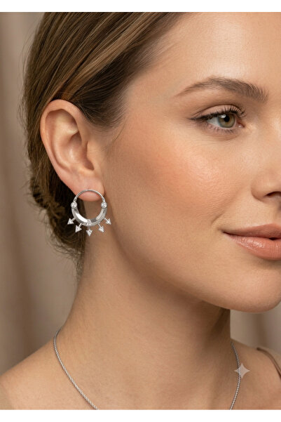 By Zeyna Aksesuar Premium Geometric Stone Women's Earrings