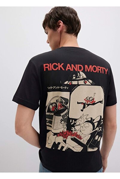 Mavi M0612922 Rick and Morty Printed T-Shirt Men's T-Shirt Black