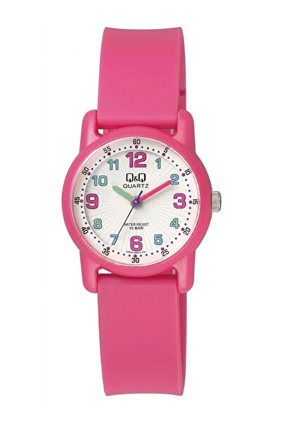 Q&Q Unisex Pembe 10 Atm Su Geçirmez Silikon Kordonlu Çocuk Kol Saati