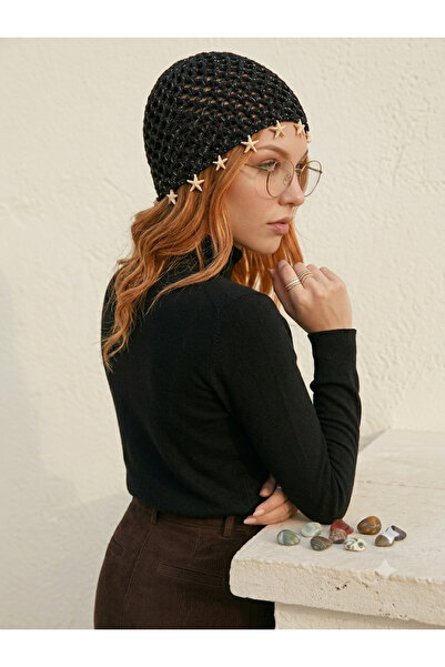 Netodak Handcrafted Starfish Detailed Sparkling String Knit Beanie Summer Spr...