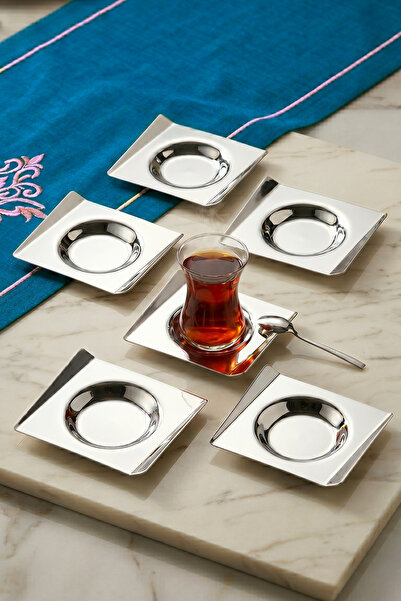 ÖzSa Home 6-Piece Avons Tea Plate Set - 18/10 Stainless Steel for 6 People