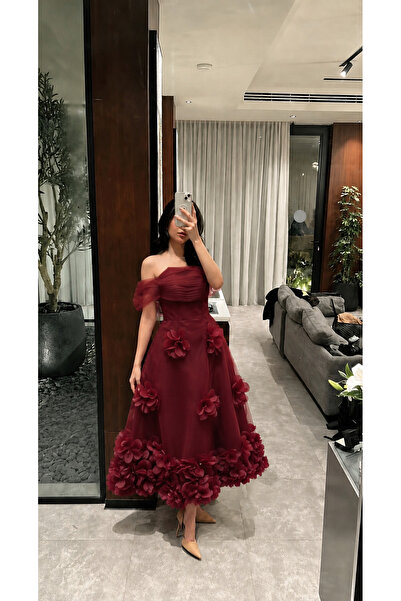 Calissa Store Midi Evening Dress in Oudi Color for Senior Age