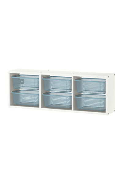 Trofast Wall Storage, White/Gray-Blue ‎ 99X21X30 cm ‏