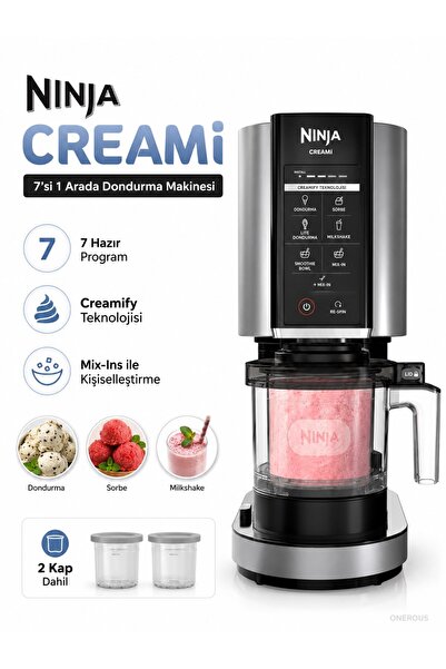 NINJA CREAMi Premium Dondurma Makinesi Ev Yapımı Gelato Sorbe Milkshake Smoot...