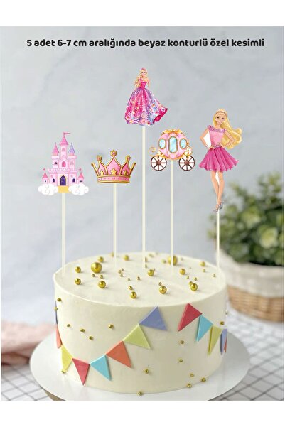Sinek Kupası Tasarım Barbie Birthday Cake Decoration Set 5 Pieces