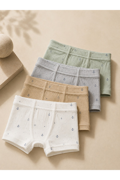 mini kanka Erkek Çocuk Organik Pamuk Çocuk 4 Adet Pamuklu Boxer Külot Seti – ...