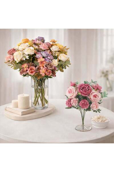 CASA JOY Buchet de flori artificiale 2 bucăți/set, Aranjament decorativ 30 cm...