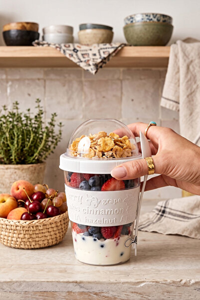 Kitchen Life Take'N Go Ready-To-Eat Yogurt Oat Muesli Storage Container with ...