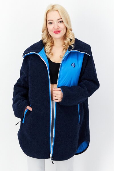 Fourlaps Women Textured Puffer Jacket, Blue