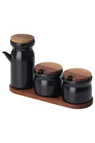 HULDHET Spice Jars with Tray, Set of 3, Fuchsia/Black