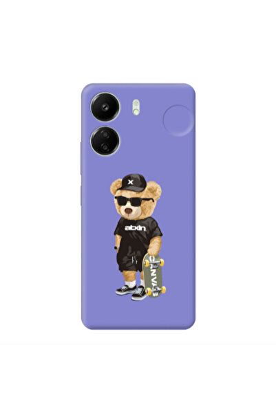 Other Xiaomi Redmi 13C Bear with glasses Purple Colored Silicone TPU Θήκη