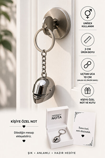 HER ŞEY NOTA www.herseynota.com Silver Helmet Figured Keychain Unisex Metal K...