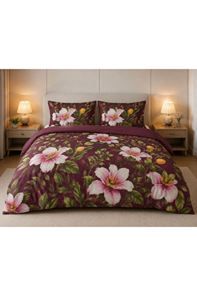 Premium Çift Kişilik Pamuklu Nevresim Takımı Lastikli Çarşaflı 4 Parça 200x220 cm