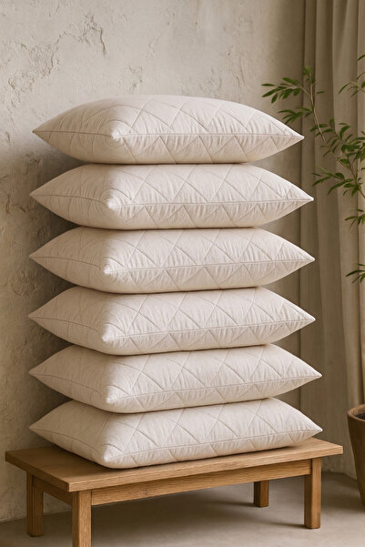Nart Home Pillow Cover Set Cotton 6-Piece Quilted Pillow Protector Ecru