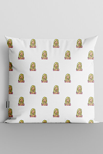 TicaretJet Popart Women's Double Sided Digital Printed Pillow Cushion Cover-47