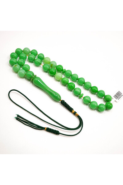 Generic German Antique Musk Rosary 33 Beads 12.5x11.5mm Emerald Green Prayer ...