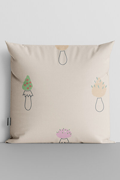 TicaretJet Colorful Trees Double Sided Digital Printed Throw Pillow Cover