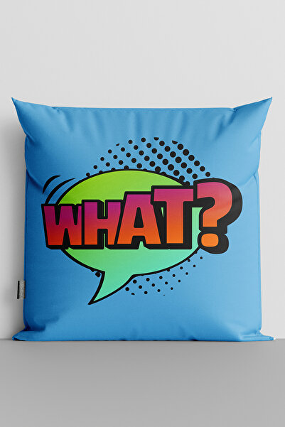 TicaretJet غطاء وسادة مطبوع رقميًا على الوجهين من Popart What مكتوب - 117