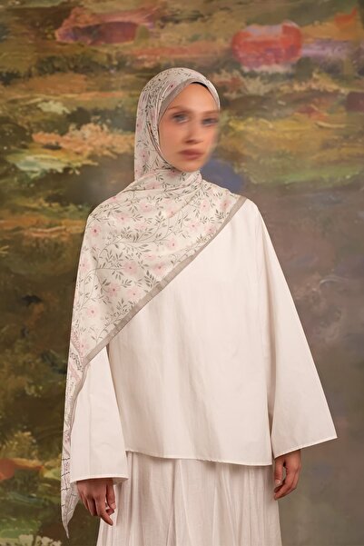 Lemaye Flora Desenli Soft Şal Vizon