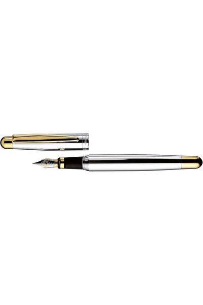 Otto Hutt Design 02 Fountain Pen, 925 Sterling Silver, Silver-Gold Surface, F...