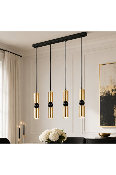 Bozyaka Aydınlatma Petra 4'lü Dekoratif Tavan Sıralı Sarkıt Modern GOLD KAPLA...