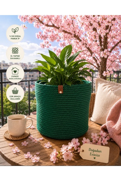 Ckdesign سلة زهور خضراء طبيعية لامعة لديكور غرفة المعيشة على شكل شرفة بوهيمية...