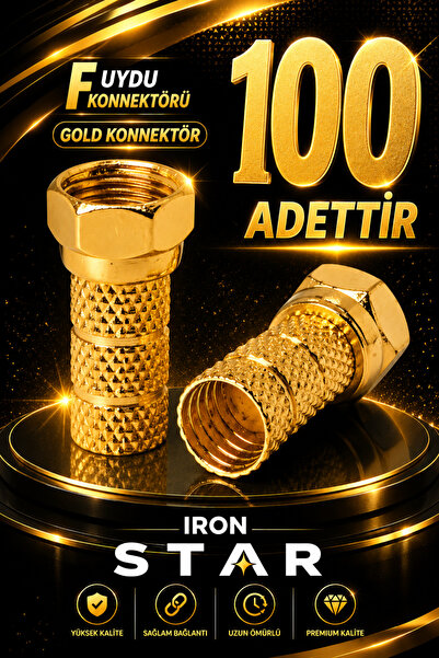 IRONSTAR 100 ADET Gold F uydu konnektörü / RG6 F konnektör / çanak anten bağl...