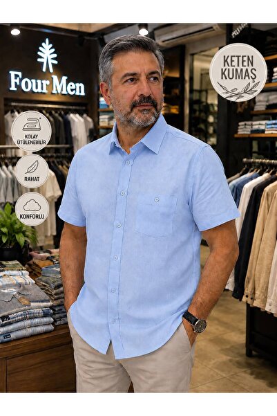 Aycan Fourmen Fourmen Cotton Fabric Comfortable Fit Collar Buttoned at the Bo...