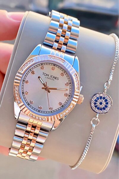 Tom Jones London Women's Watch Rose Silver Color Steel Original 3Atm Waterpro...