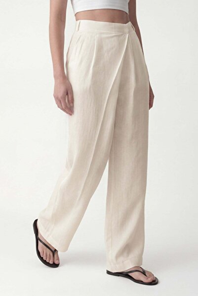 Antioch Ecru Lyocell Blended Pareo Trousers