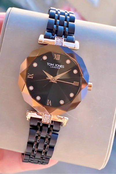 Tom Jones London Women's Watch Black Rose Color Original Steel 3Atm Waterproof 2 Years Warranty with Invoice