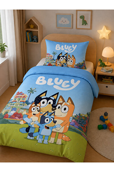 Bebaks BLUEY TEK KİŞİLİK ÇOCUK NEVRESİM VE YASTIK