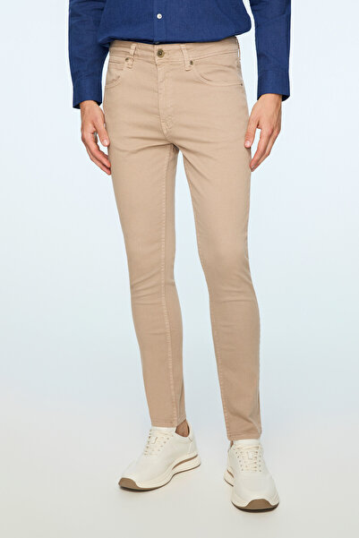 Morven Men's Beige Denim 5 Pocket Slim Fit Jean Denim Pants