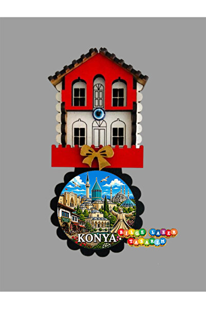Bilge Lazer KONYA temalı yöresel Ev Maket Ahşap Magnet