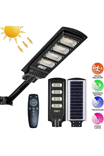Jortan Lampă stradală solară, LED 400W, 20000 Lumeni, 600 LED-uri, Baterie 12...