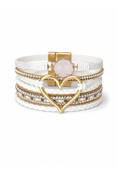 CHARMLUCKY Heart Leather Multi Bracelet