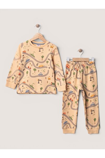 Mou&Kou 1-4 Years Old Boy's 100% Cotton Combed Long Sleeve Pajama Set with Ca...