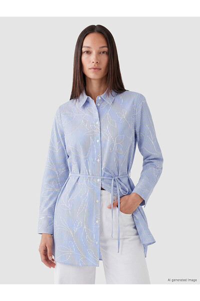 LC Waikiki Blue Striped Women's Shirt Tunic