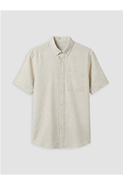LC Waikiki Beige Regular Fit Dobby Men's Shirt